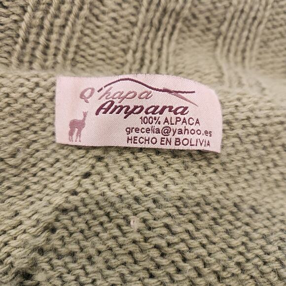 Q'hapa Ampara Womens Green Alpaca Sweater Open Pullover Sweater One Size - Picture 3 of 5